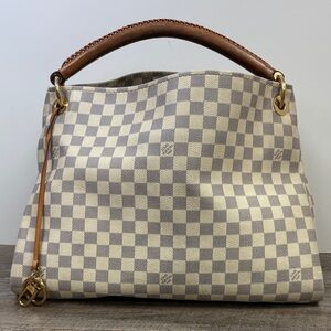 Louis Vuitton Damier Azur Artsy MM Hobo Bag | Braided Handle | Gold Hardware
